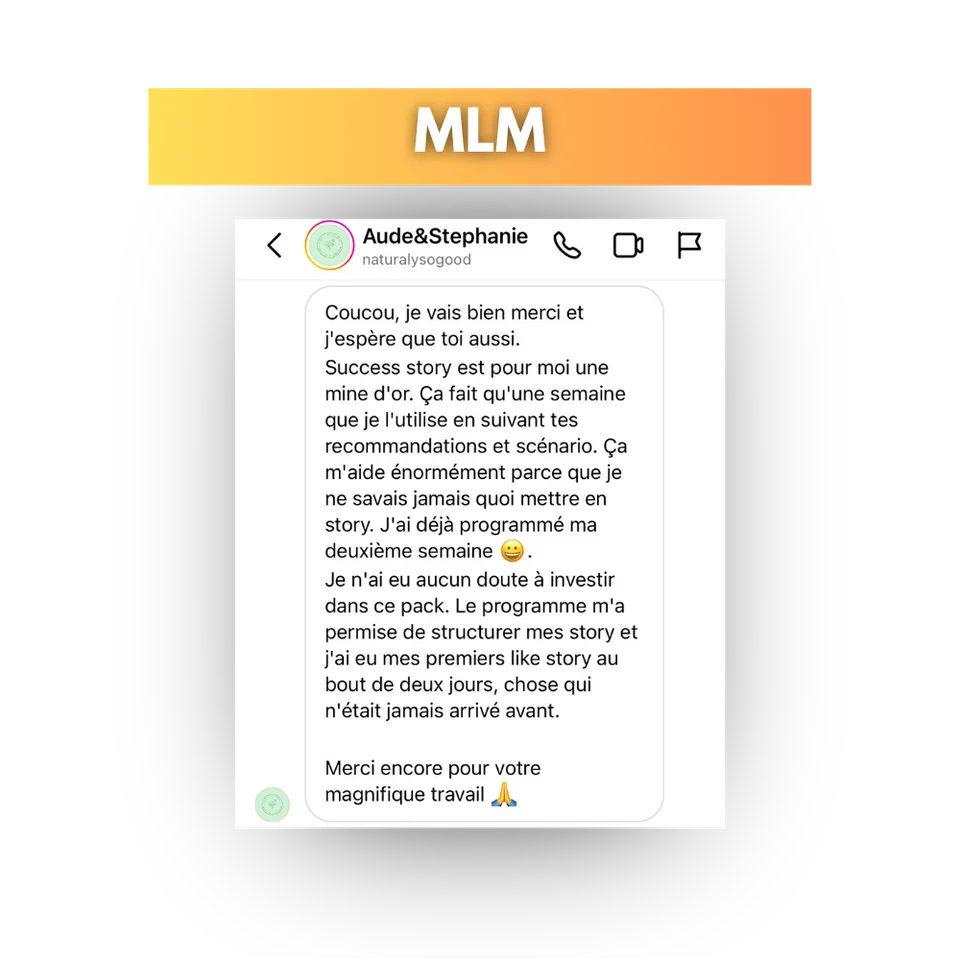 Avis d'une cliente de Success Story, en capture d'écran