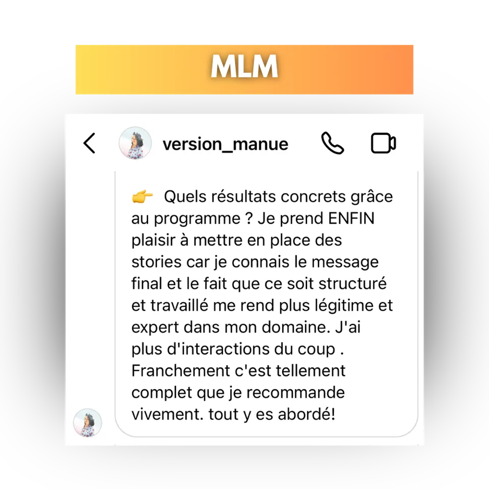 Avis d'une cliente de Success Story, en capture d'écran