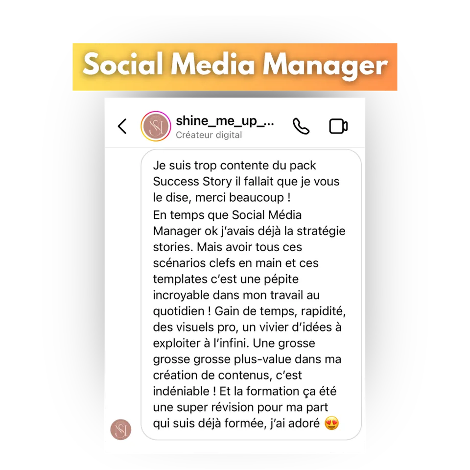 Avis d'une cliente de Success Story, en capture d'écran
