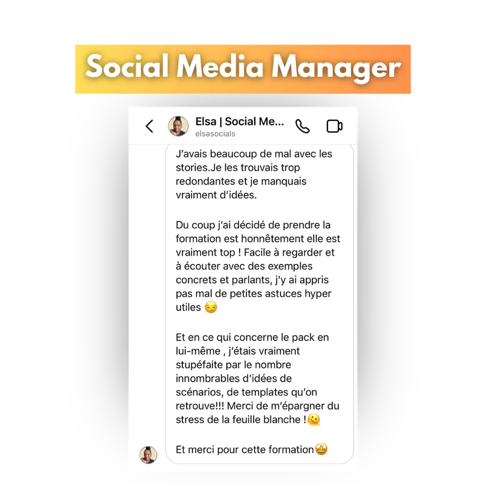 Avis d'une cliente de Success Story, en capture d'écran
