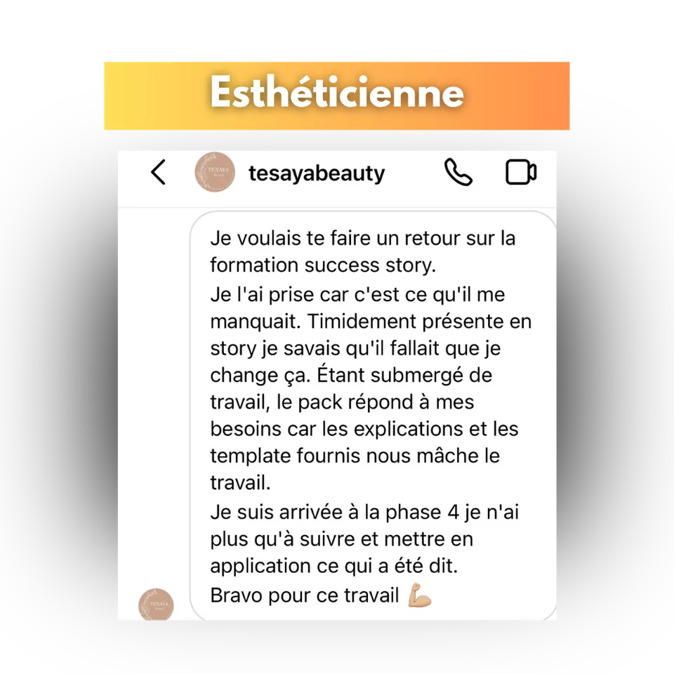 Avis d'une cliente de Success Story, en capture d'écran