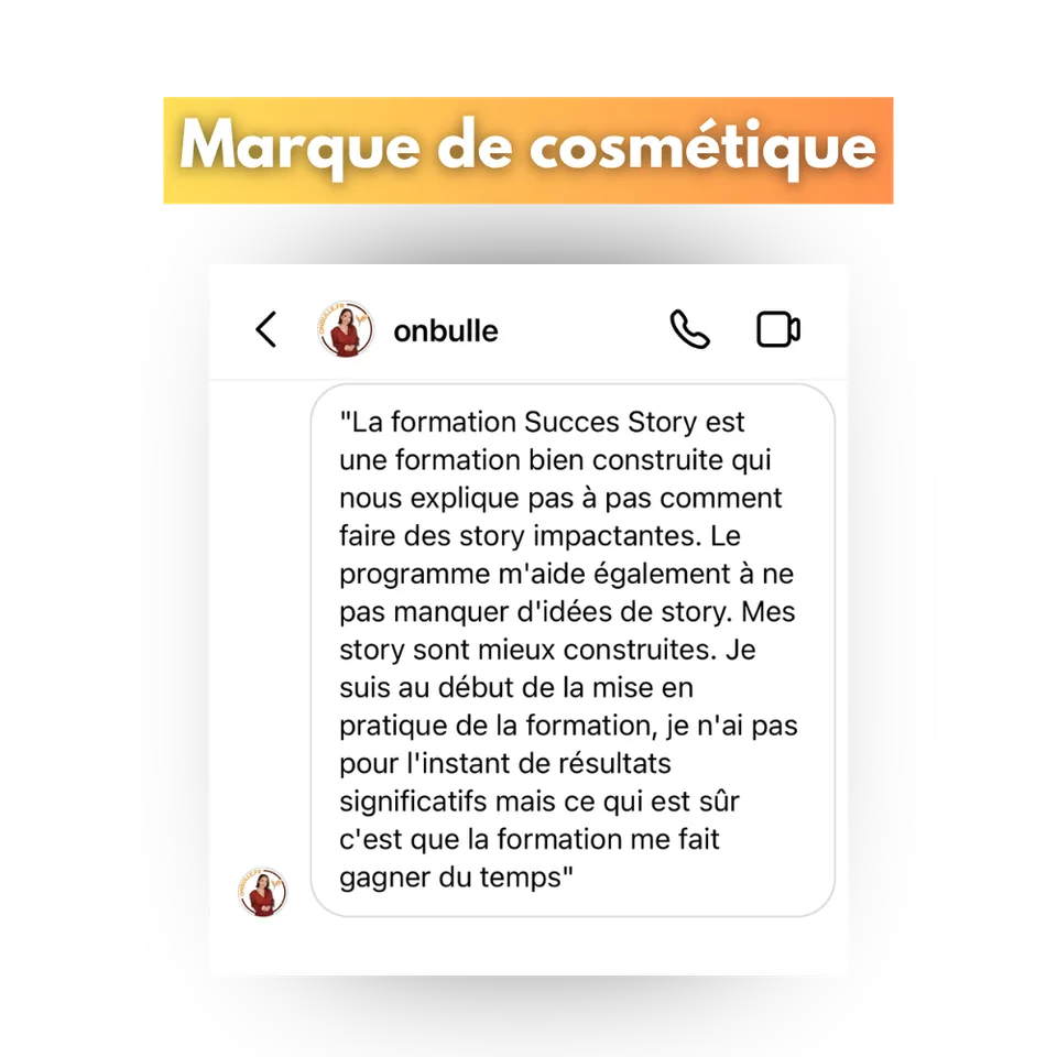 Avis d'une cliente de Success Story, en capture d'écran