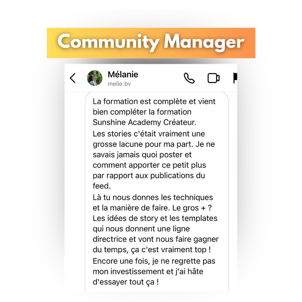 Avis d'une cliente de Success Story, en capture d'écran