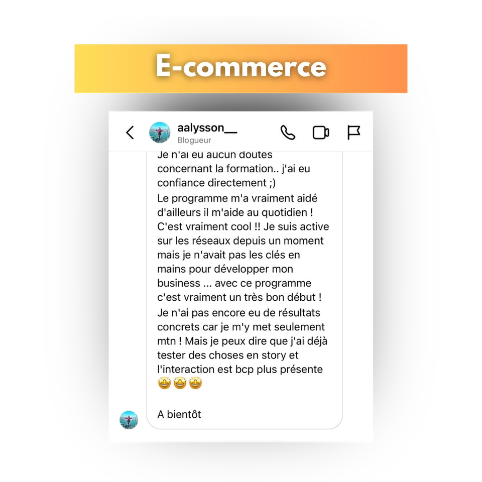 Avis d'une cliente de Success Story, en capture d'écran
