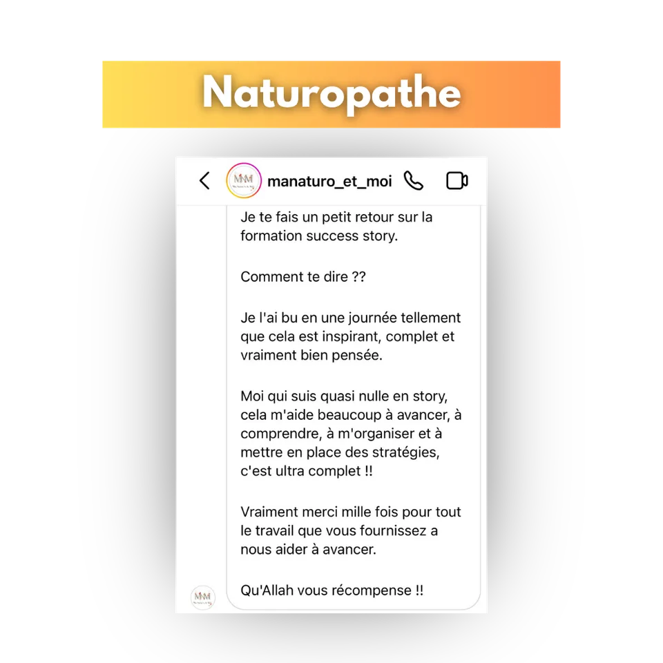 Avis d'une cliente de Success Story, en capture d'écran